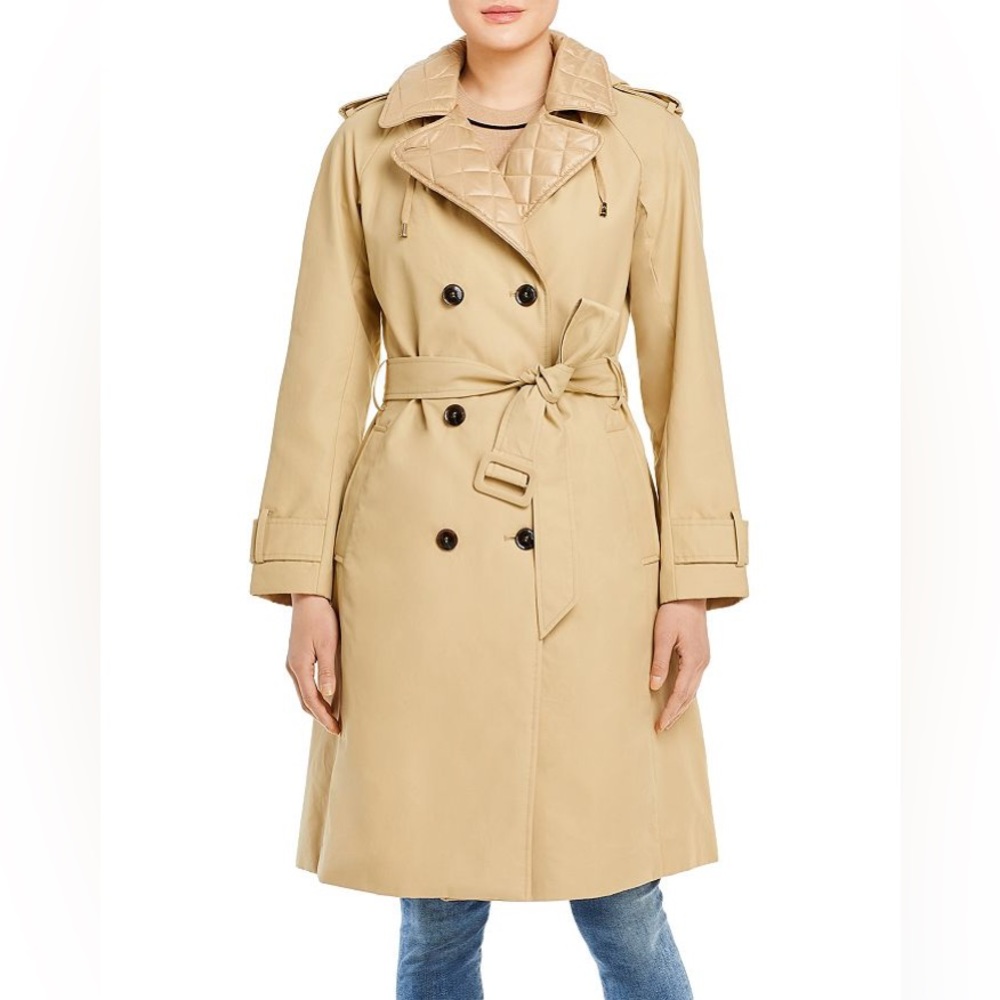 NWT $398 KATE SPADE New York Quilted Trim Hooded Trench Coat
